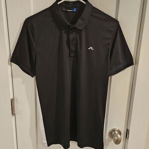 J. Lindeberg Jack Performance Golf Polo Shirt - Slim-Fit Size Medium - Black